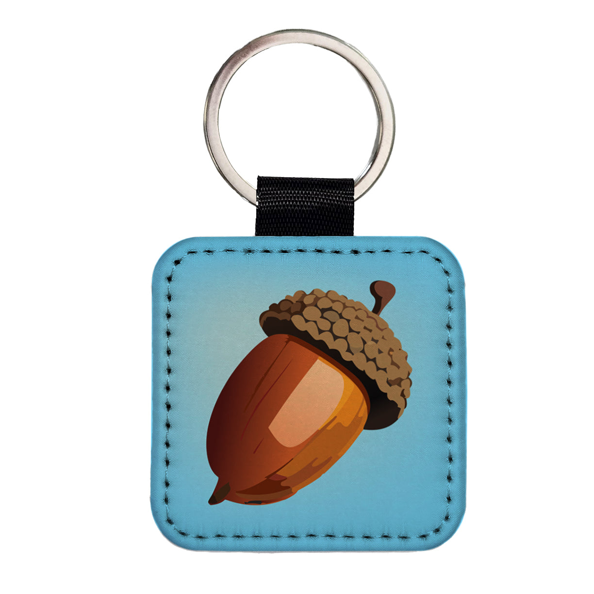 Acorn Nature Square Faux Leather Keychain