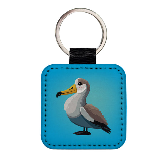 Albatross Bird Square Faux Leather Keychain