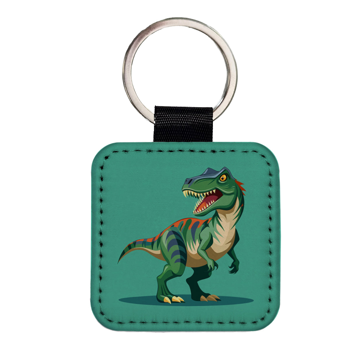 Allosaurus Dinosaur Square Faux Leather Keychain