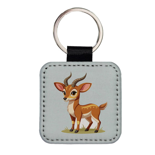 Antelope Cute Square Faux Leather Keychain