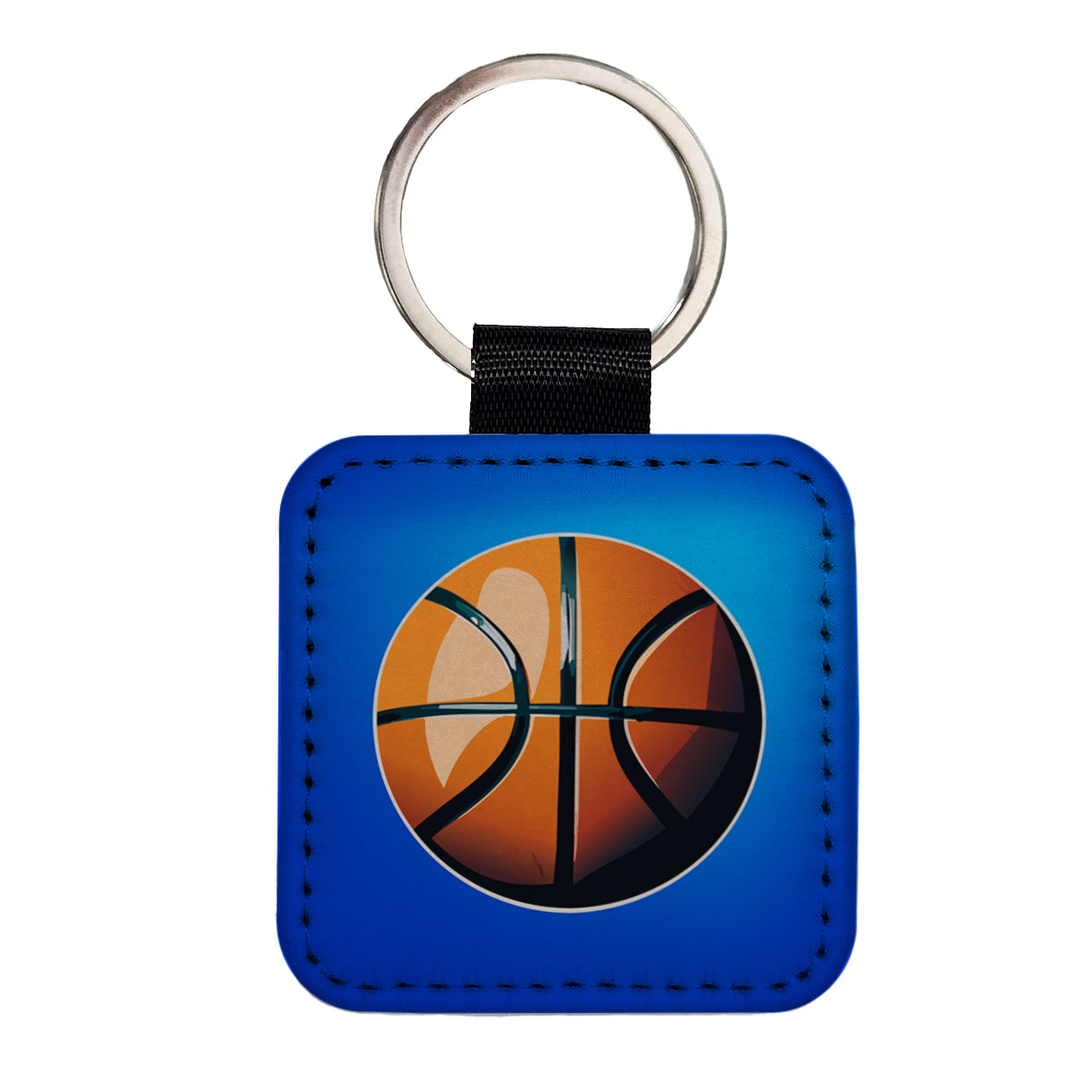 Basketball Sport Square Faux Leather Keychain