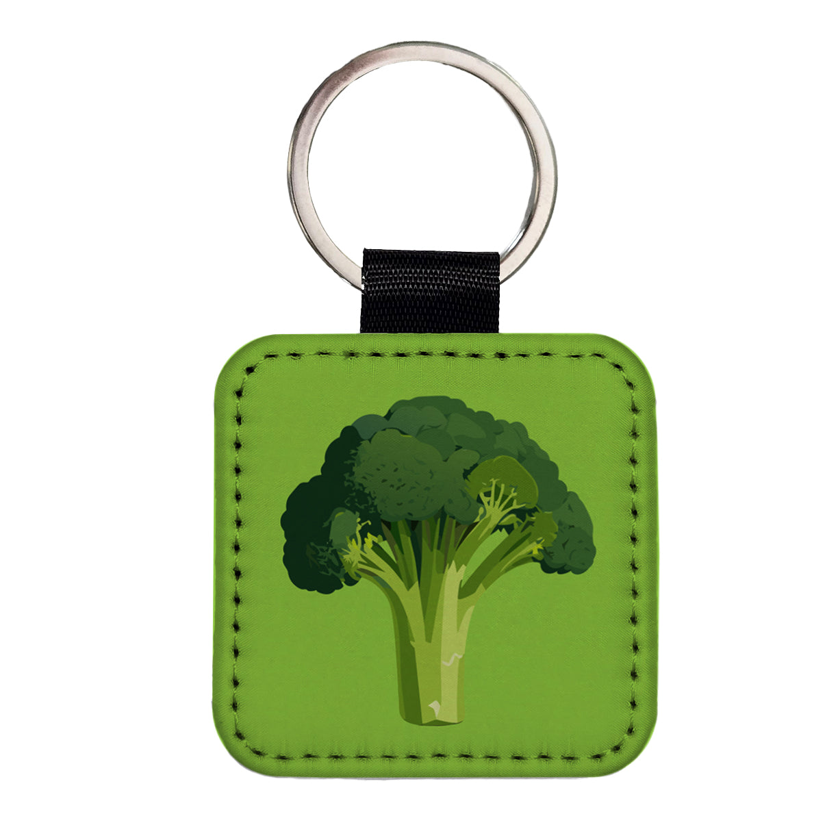 Broccoli Vegetable Vegan Vegetarian Square Faux Leather Keychain