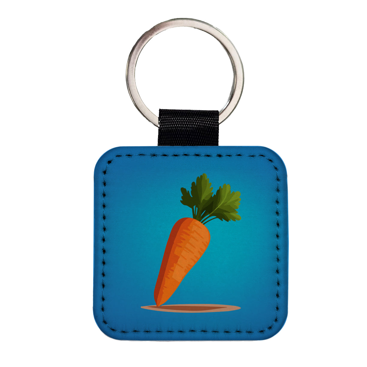 Carrot Cute Vegetable Vegetarian Vegan Square Faux Leather Keychain