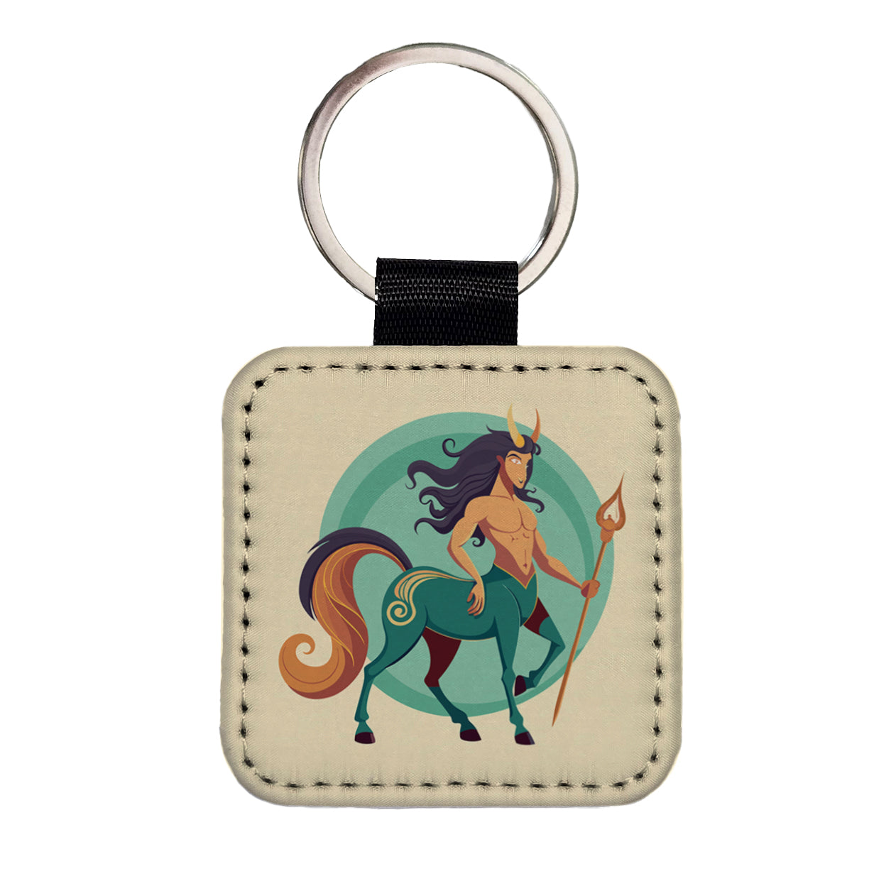 Centaur Greek Mythology Square Faux Leather Keychain