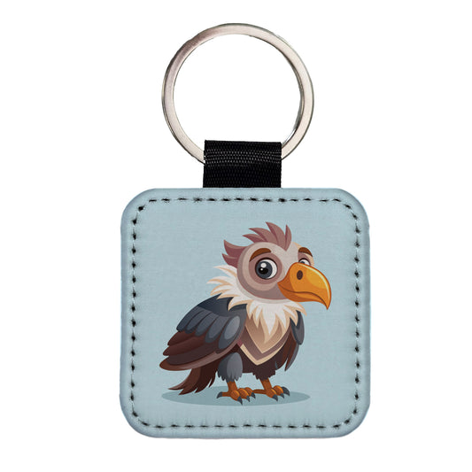 Condor Bird Cute Square Faux Leather Keychain