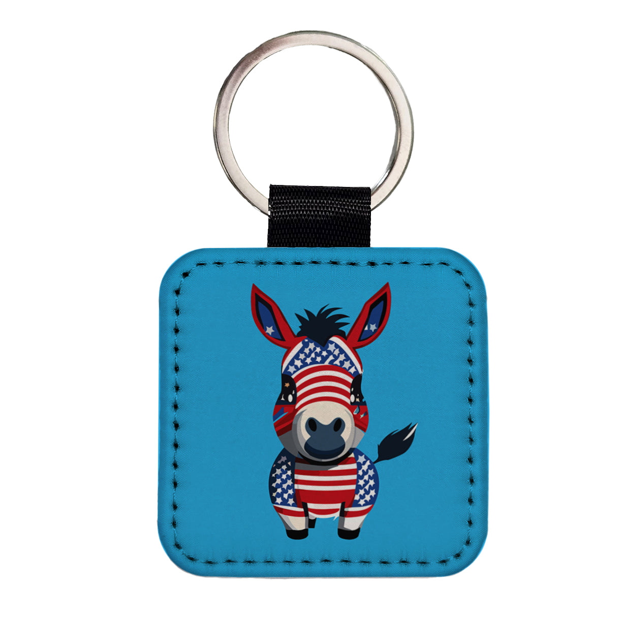 Democrat Donkey Patriotic Liberal Vote Cute Square Faux Leather Keychain