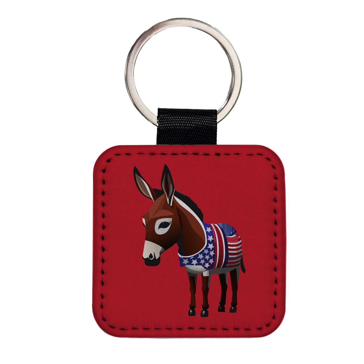 Democrat Donkey Patriotic Liberal Vote Square Faux Leather Keychain