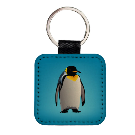Emperor Penguin Square Faux Leather Keychain