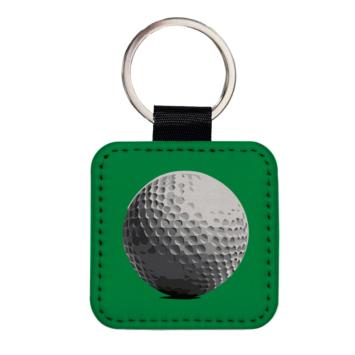 Golf Ball Golfing Sport Square Faux Leather Keychain