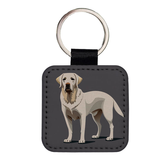 Labrador Retriever Dog Standing Square Faux Leather Keychain