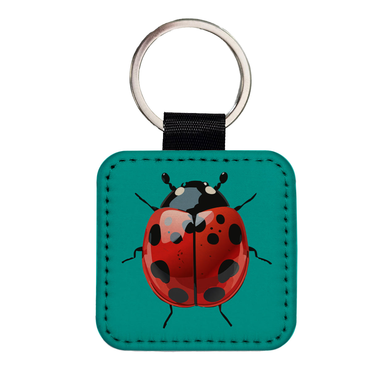Ladybug Pretty Square Faux Leather Keychain