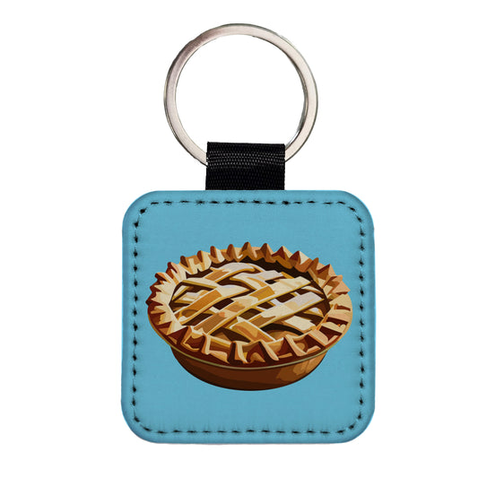 Pie Apple Yummy Baking Square Faux Leather Keychain