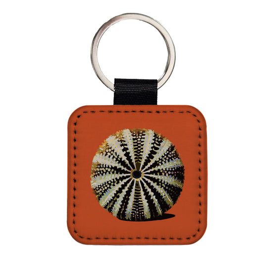 Sea Urchin Ocean Animal Echinoderm Square Faux Leather Keychain