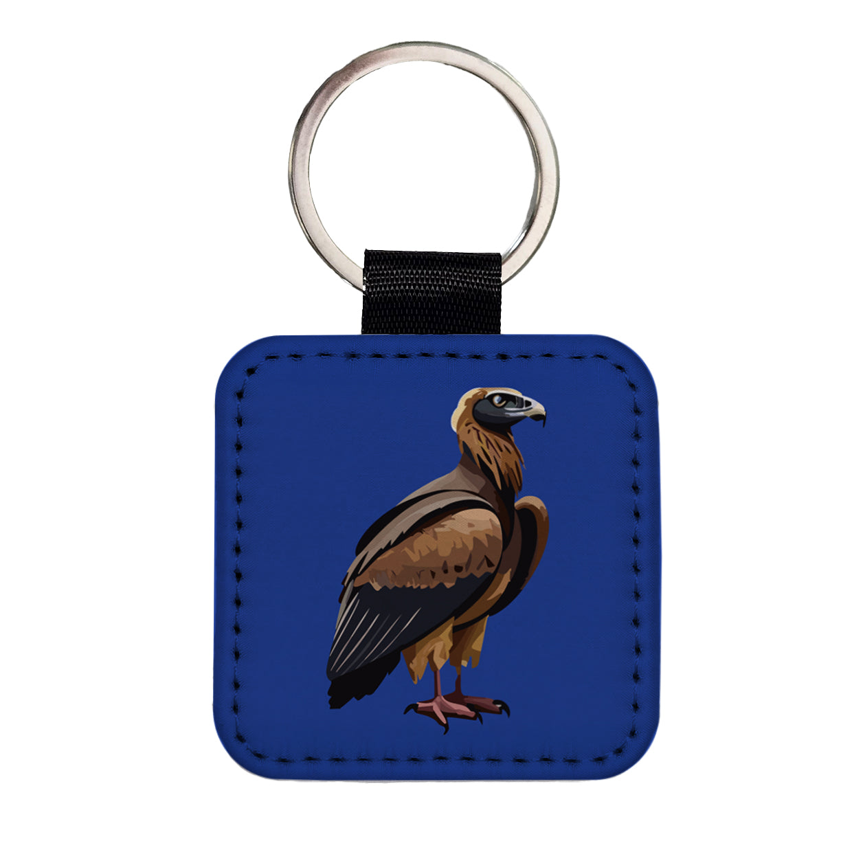 Vulture Bird of Prey Square Faux Leather Keychain