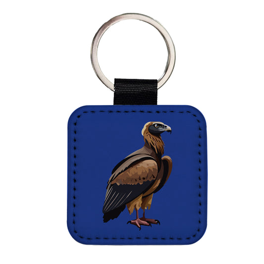 Vulture Bird of Prey Square Faux Leather Keychain