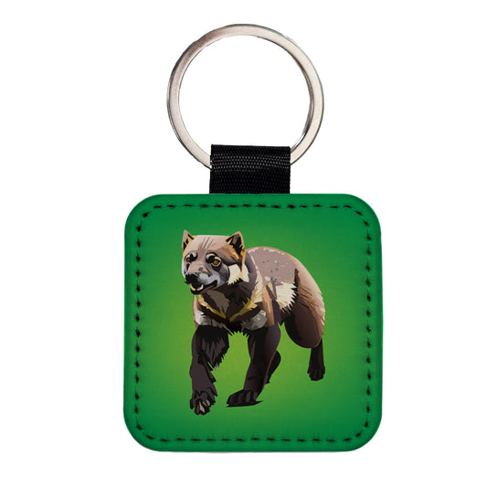 Wolverine Walking Square Faux Leather Keychain