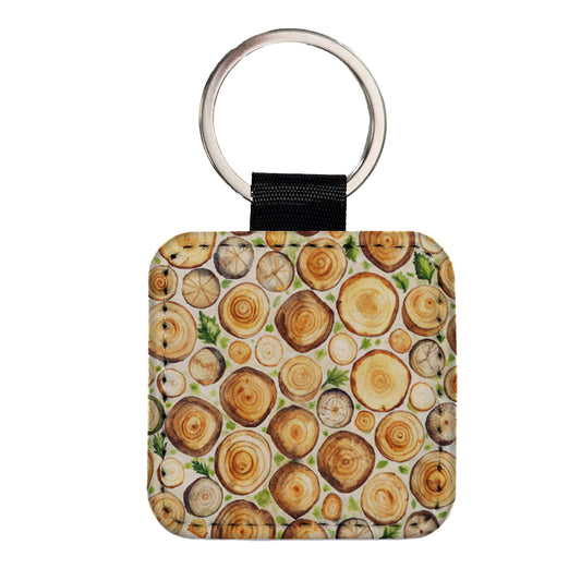 Lots Of Logs Square Faux Leather Keychain