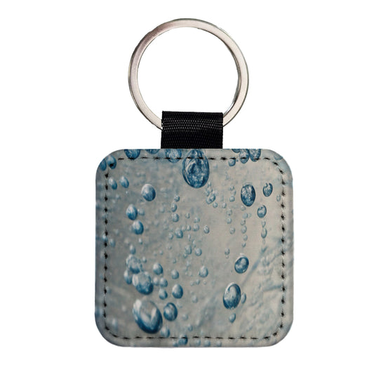 Water Liquid Closeup Funny Square Faux Leather Keychain