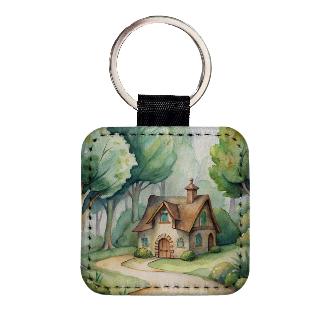 House Shire In The Woods Square Faux Leather Keychain