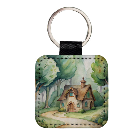House Shire In The Woods Square Faux Leather Keychain