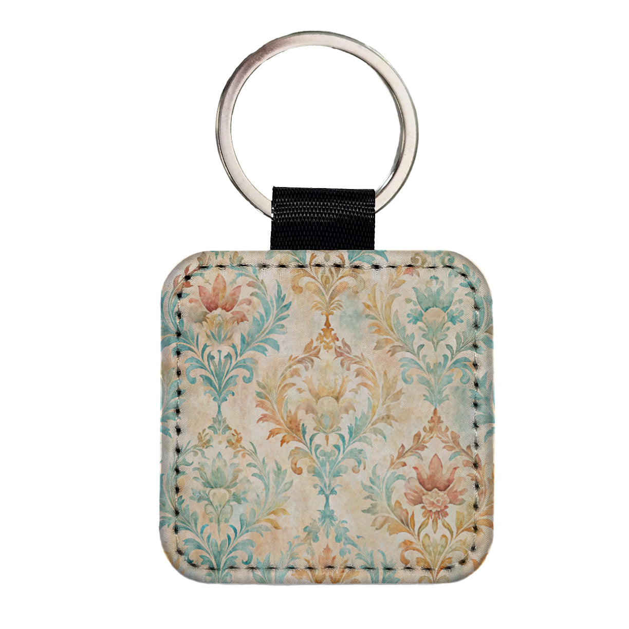 Beautiful Wallpaper Square Faux Leather Keychain