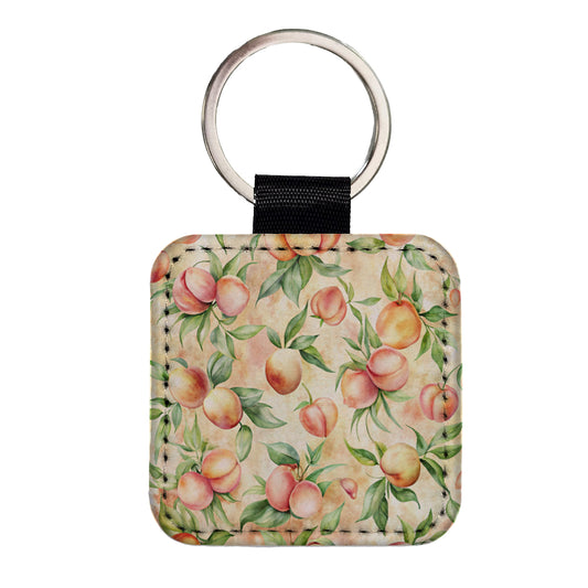 Peaches And Cream Wallpaper Square Faux Leather Keychain