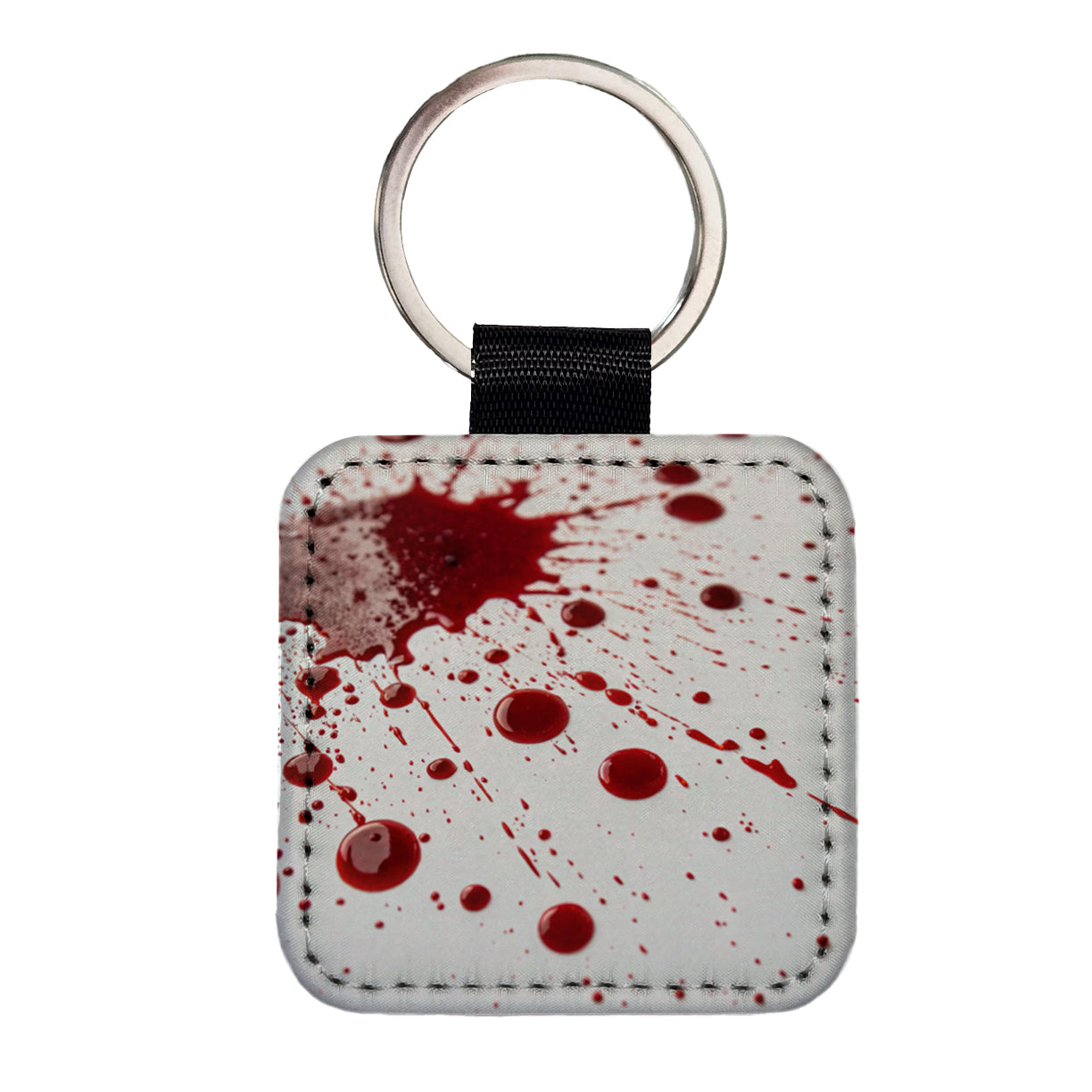Close-Up Blood Splatters Square Faux Leather Keychain