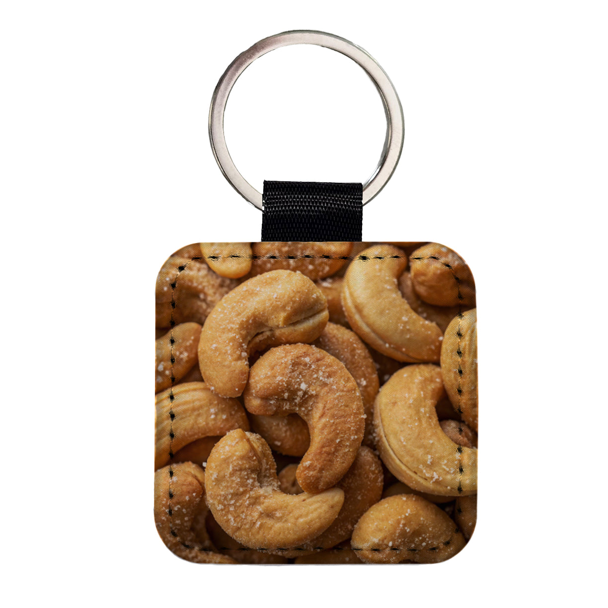 Roasted Salted Cashews Nuts Square Faux Leather Keychain