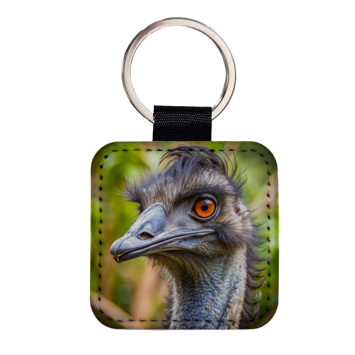 Emu Square Faux Leather Keychain