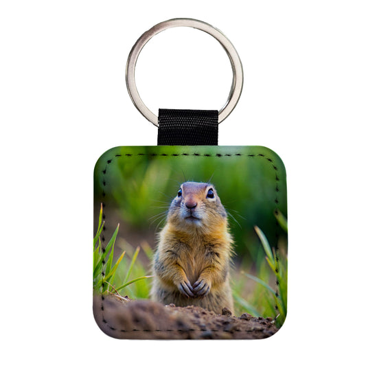 Gopher Square Faux Leather Keychain