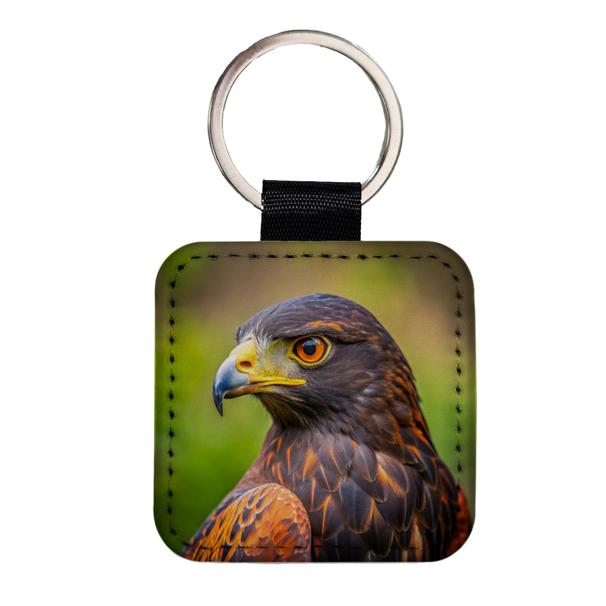 Harris's Hawk Raptor Bird Of Prey Square Faux Leather Keychain