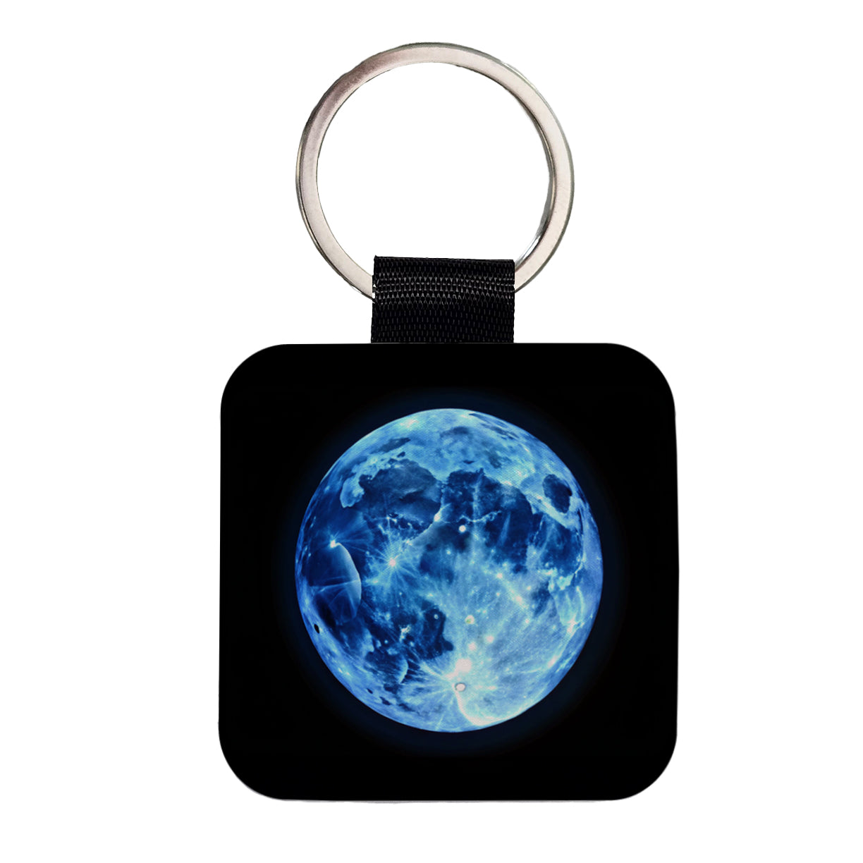 Once in a Blue Moon Square Faux Leather Keychain