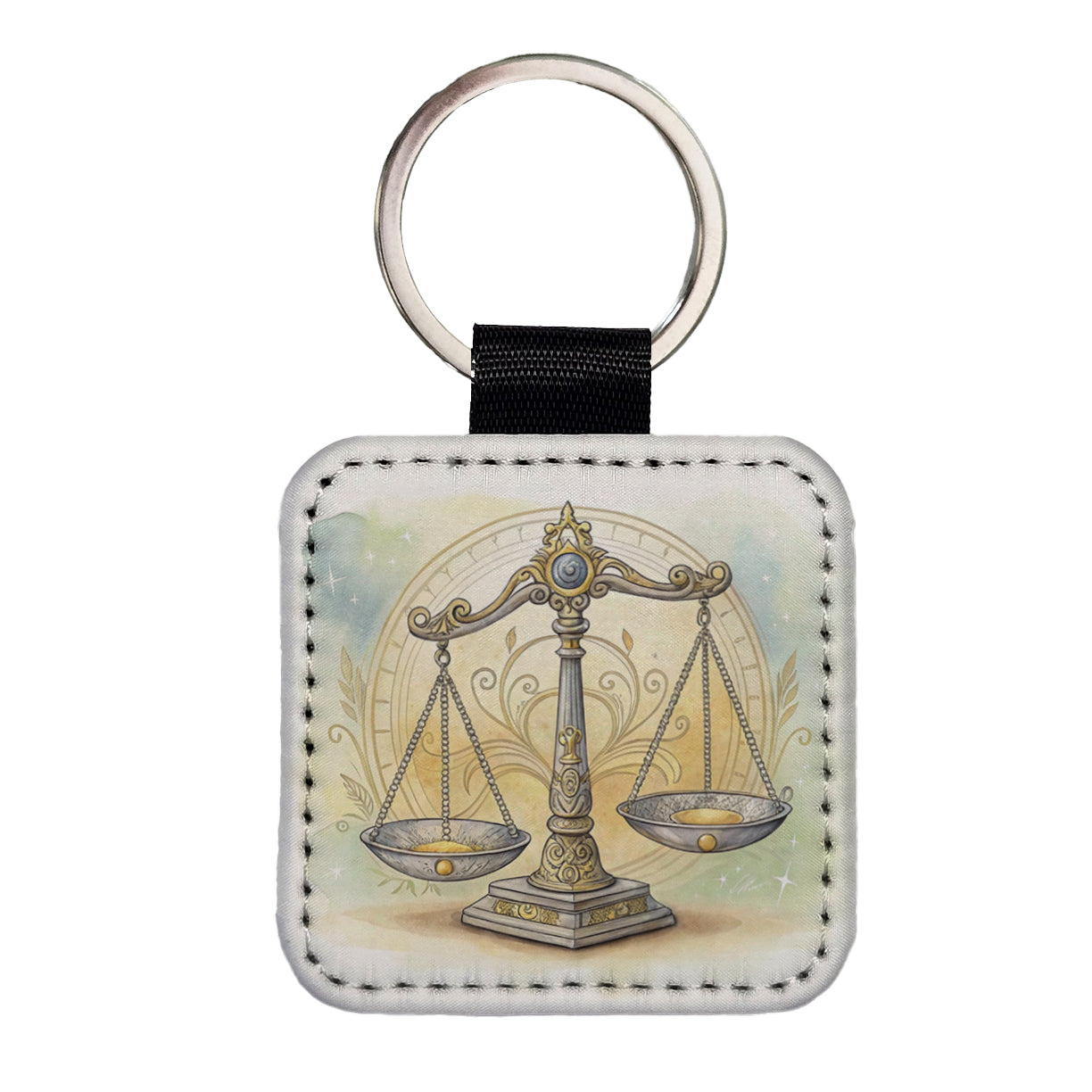 Scales Of Justice Lawyer Judge Paralegal Square Faux Leather Keychain