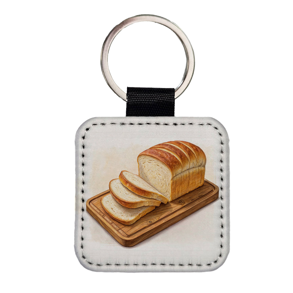 Sliced Bread Best Thing Since Square Faux Leather Keychain