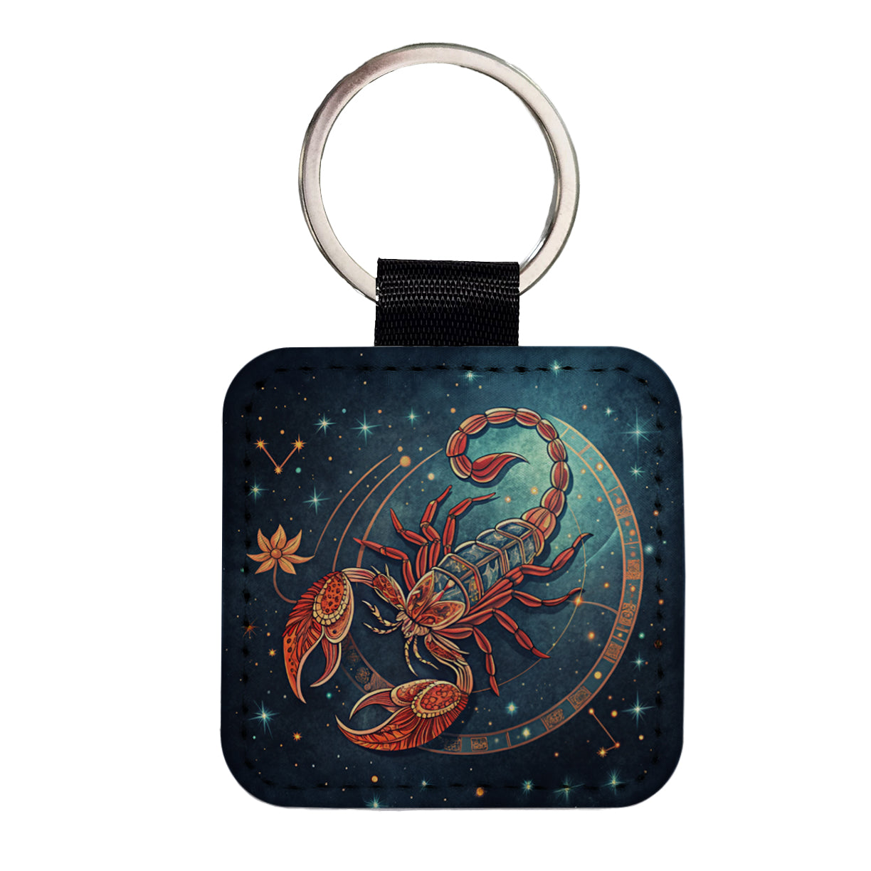 Zodiac Horoscope Symbol Scorpio Scorpion Square Faux Leather Keychain