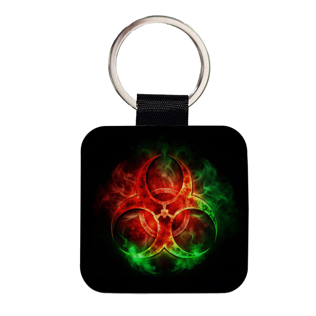 Zombie Outbreak Symbol With Red Green Toxic Gasses Square Faux Leather Keychain
