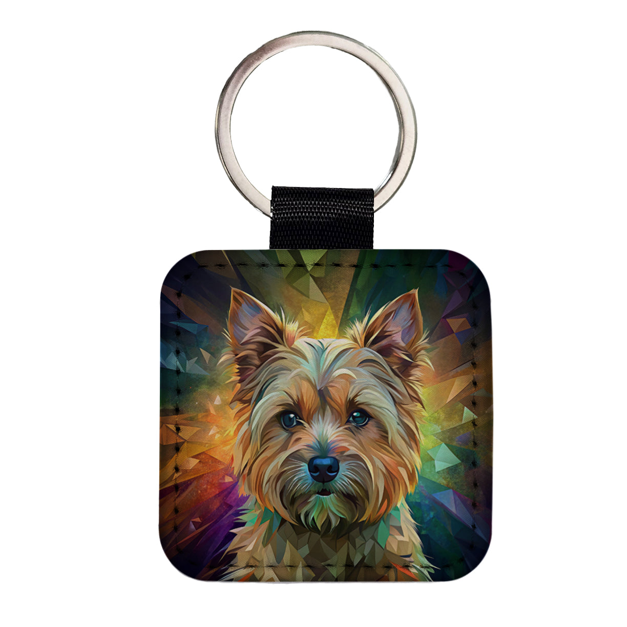Cairn Terrier Dog Contemporary Art Square Faux Leather Keychain