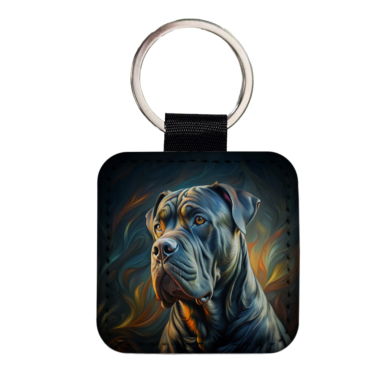 Cane Corso Dog Abstract Stylized Art Square Faux Leather Keychain