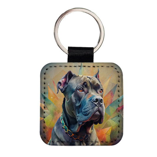 Cane Corso Dog Contemporary Art Square Faux Leather Keychain