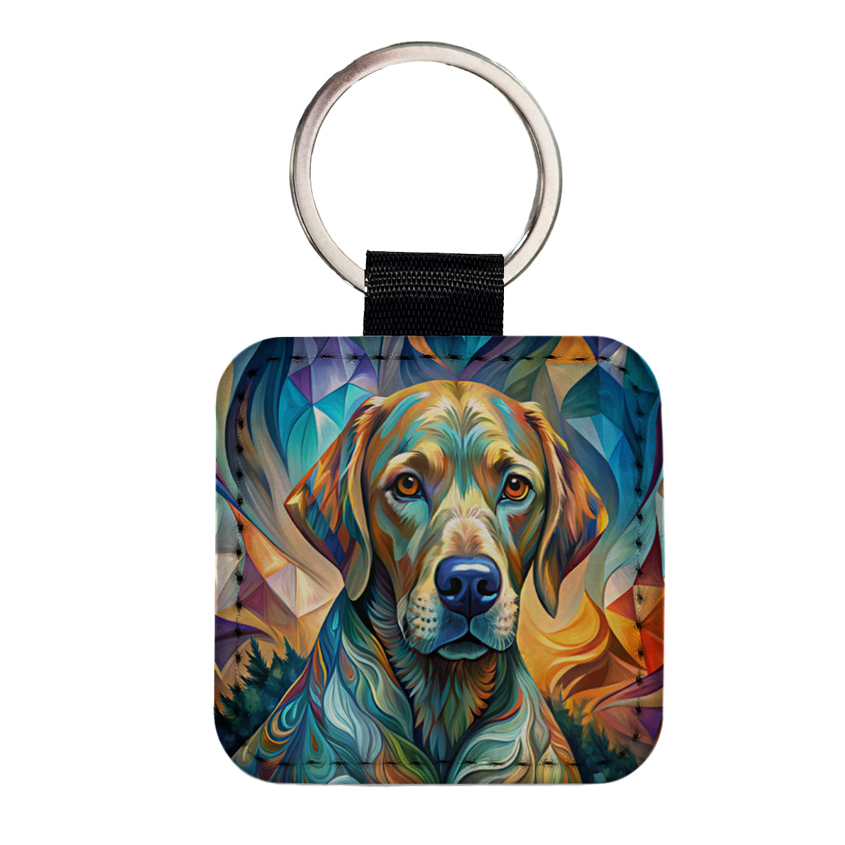 Chesapeake Bay Retriever Dog Abstract Stylized Art Square Faux Leather Keychain