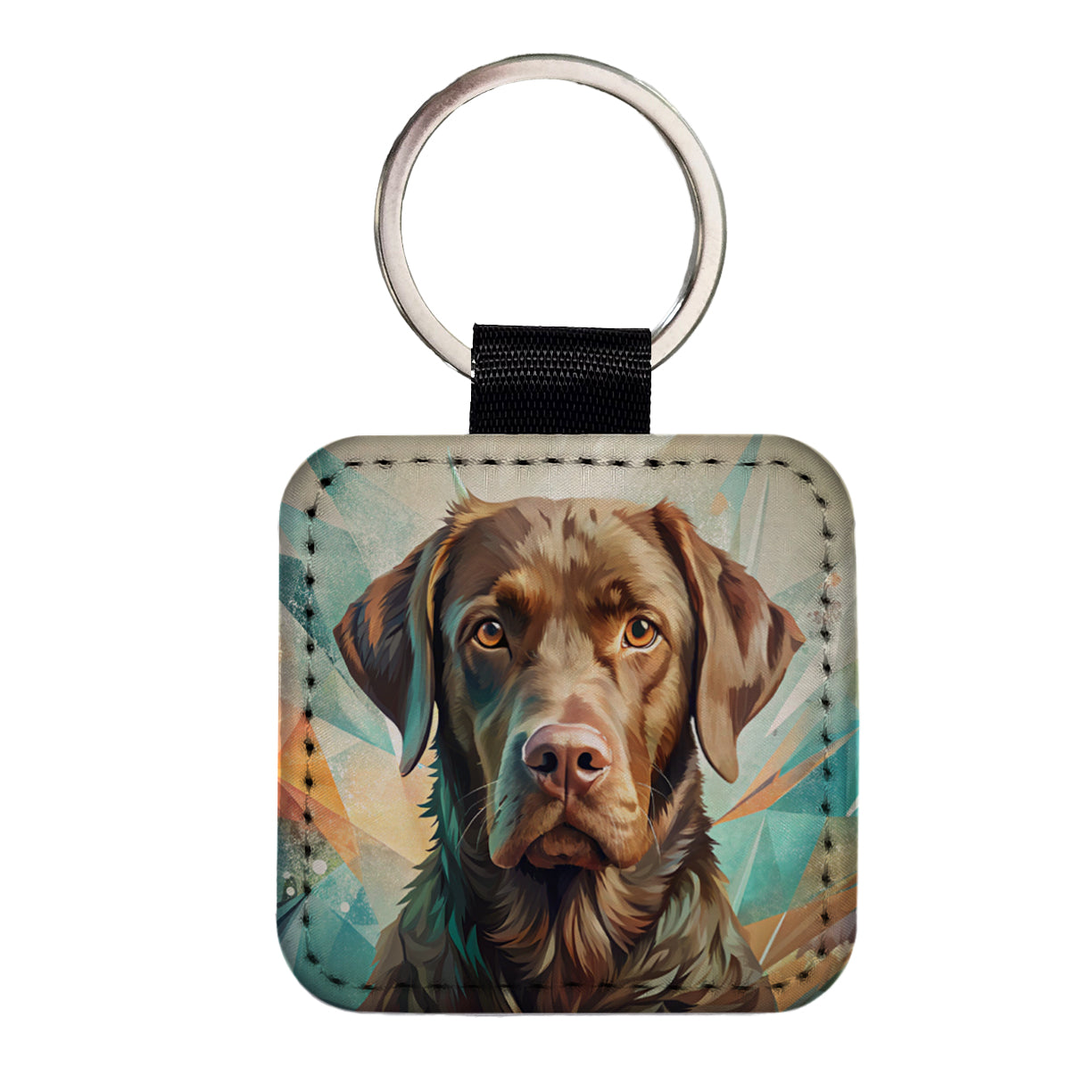 Chesapeake Bay Retriever Dog Contemporary Art Square Faux Leather Keychain