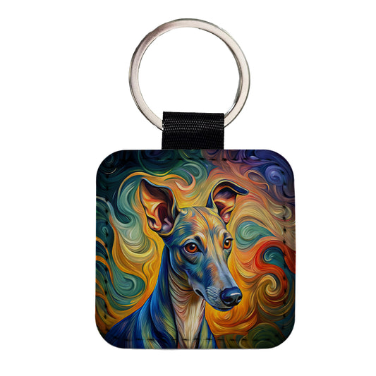 Italian Greyhound Dog Expressionism Art Square Faux Leather Keychain
