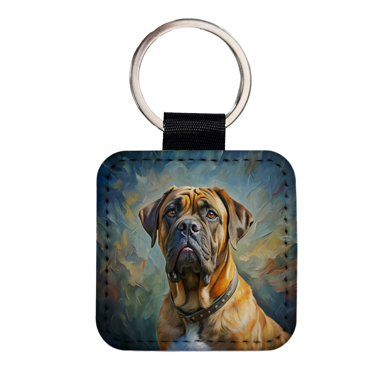 Mastiff Dog Expressionism Art Square Faux Leather Keychain