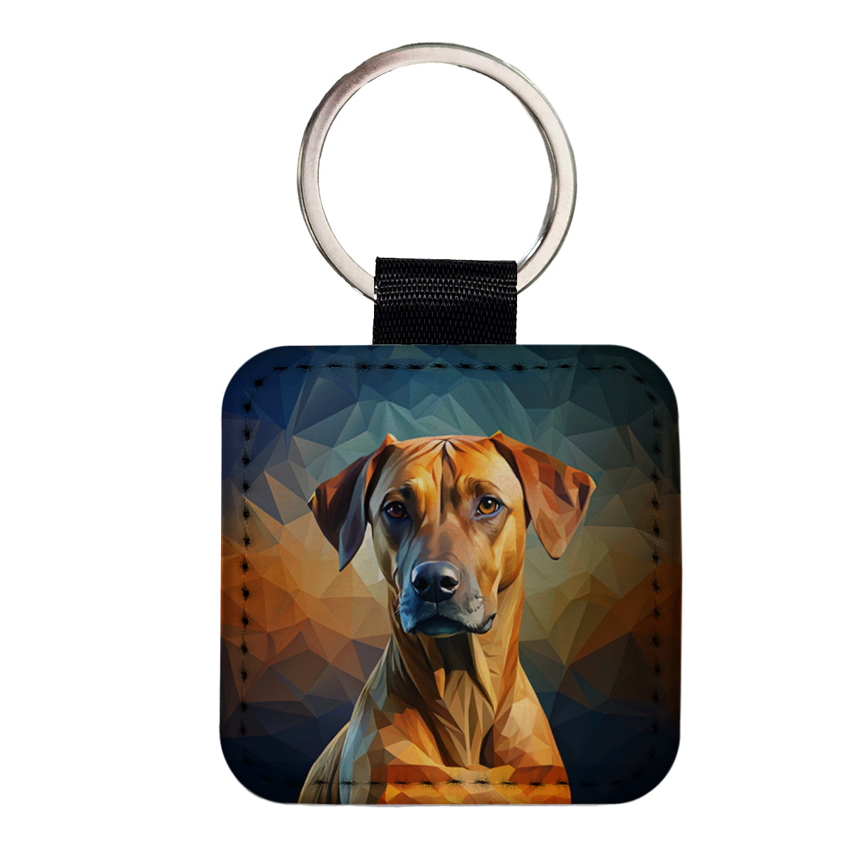 Rhodesian Ridgeback Dog Abstract Stylized Art Square Faux Leather Keychain