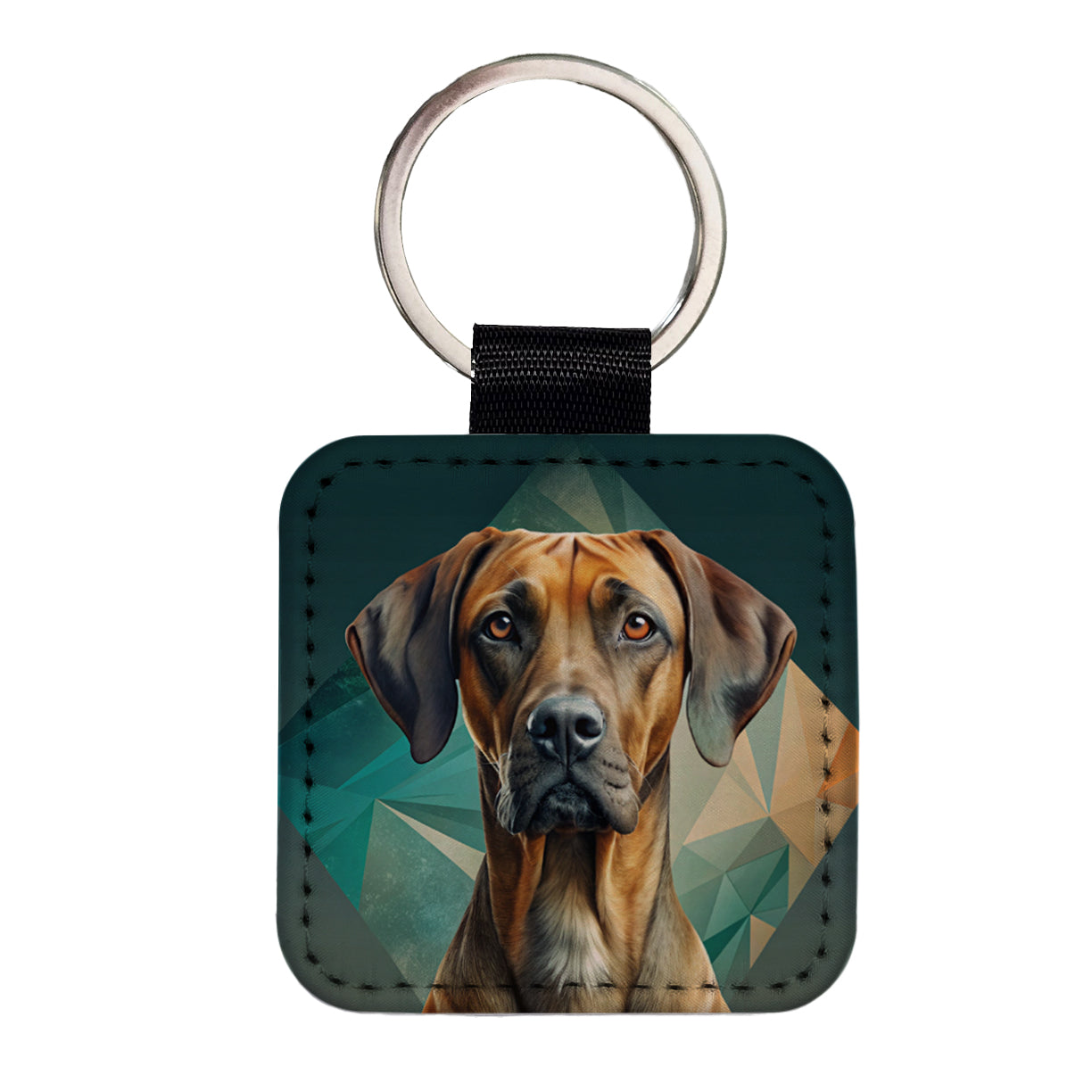 Rhodesian Ridgeback Dog Contemporary Art Square Faux Leather Keychain