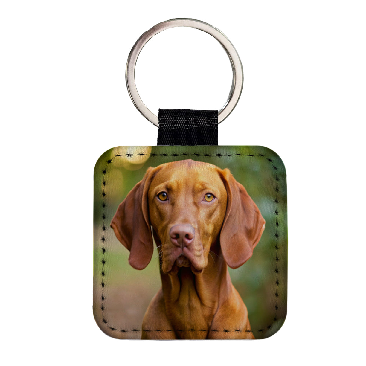 Vizsla Dog Photo Square Faux Leather Keychain