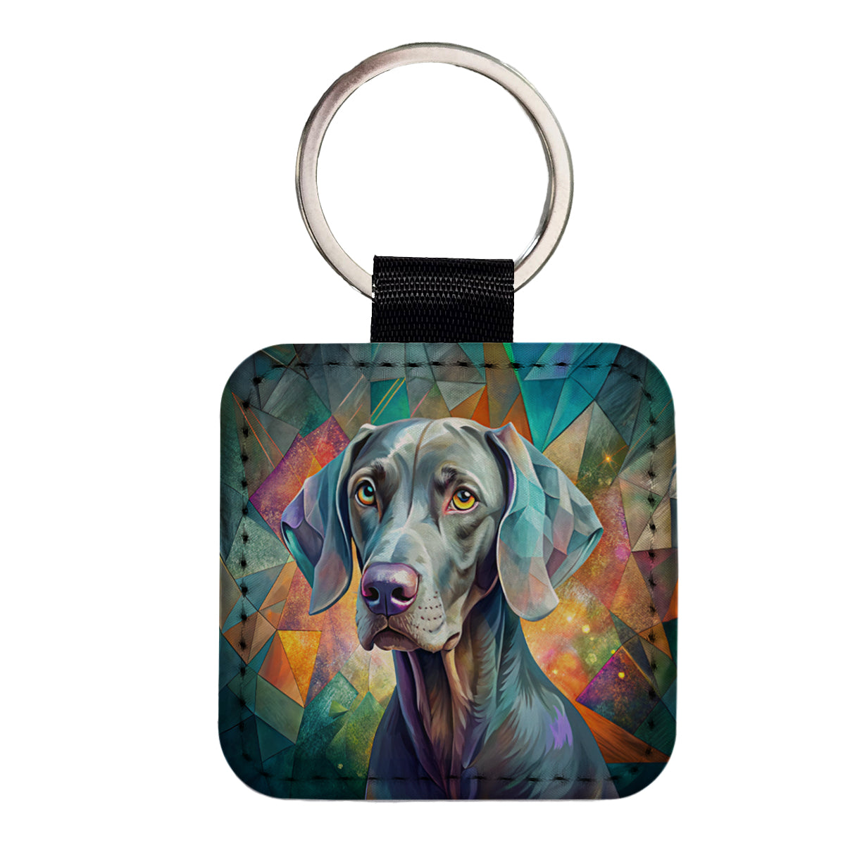 Weimaraner Dog Contemporary Art Square Faux Leather Keychain
