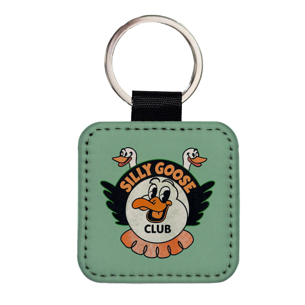 Silly Goose Club Square Faux Leather Keychain