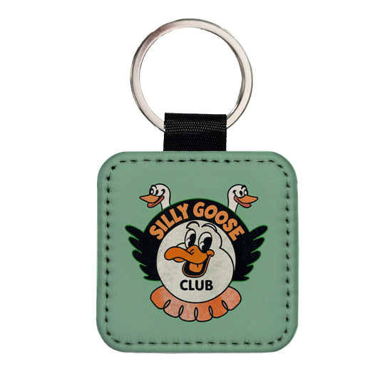 Silly Goose Club Square Faux Leather Keychain