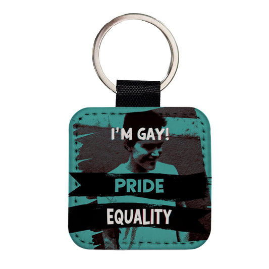 I'm Gay Pride Equality Square Faux Leather Keychain
